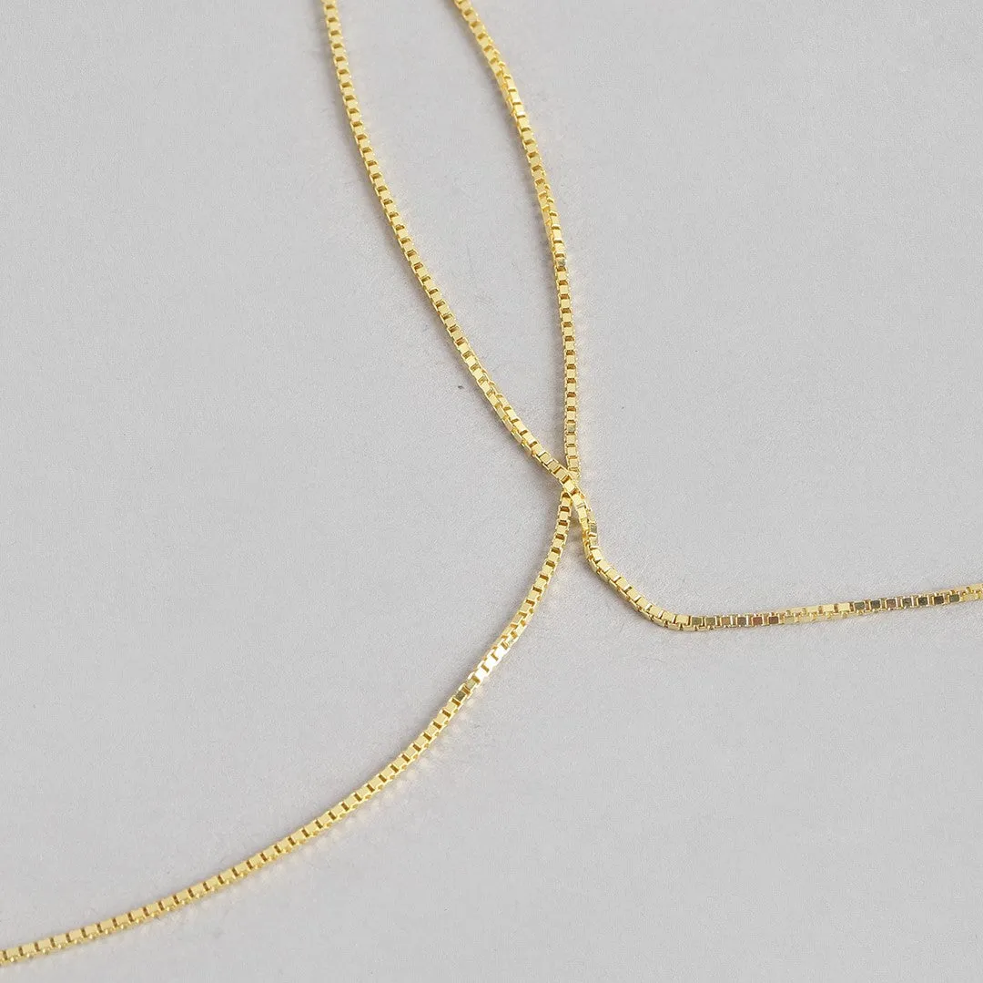 Classic Minimal Gold Box Chain 925 Sterling Silver Anklet