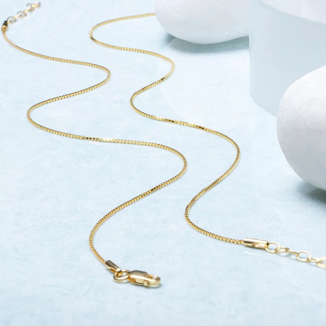 Classic Minimal Gold Box Chain 925 Sterling Silver Anklet