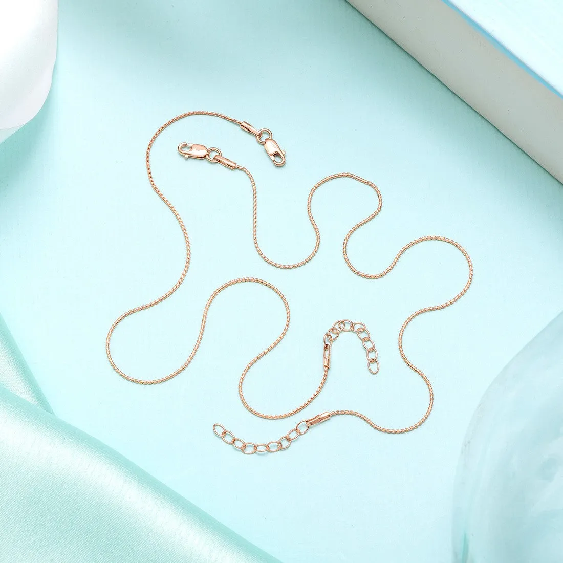 Classical Rope Chain 925 Sterling Silver Anklet In Rose Gold Plating