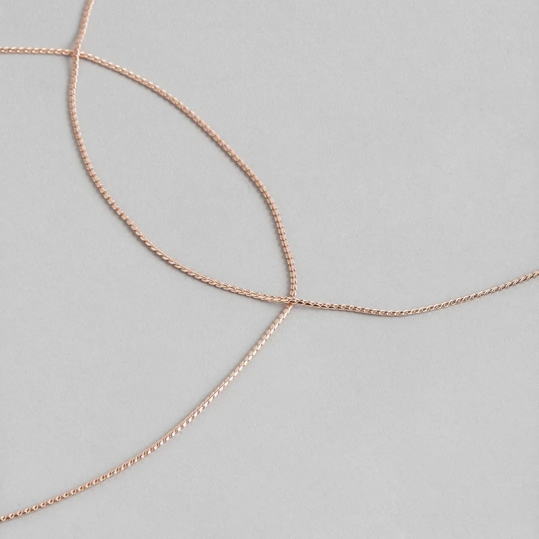 Classical Rope Chain 925 Sterling Silver Anklet In Rose Gold Plating