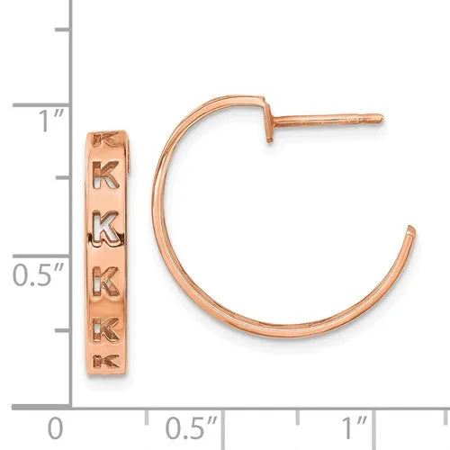 Cutout Initial Post Hoop Earrings