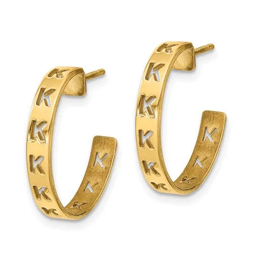 Cutout Initial Post Hoop Earrings