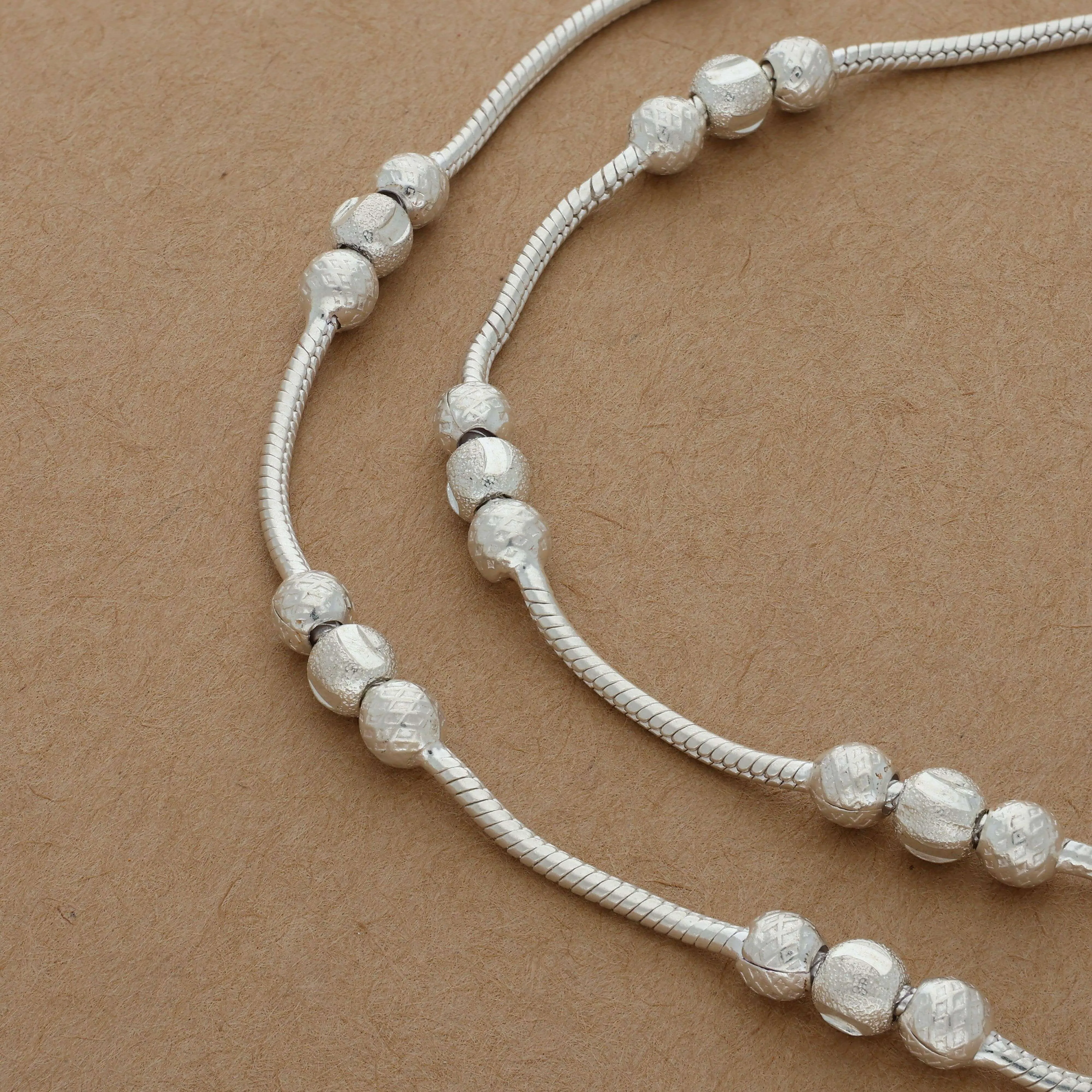 Dainty Balls Silver Anklet