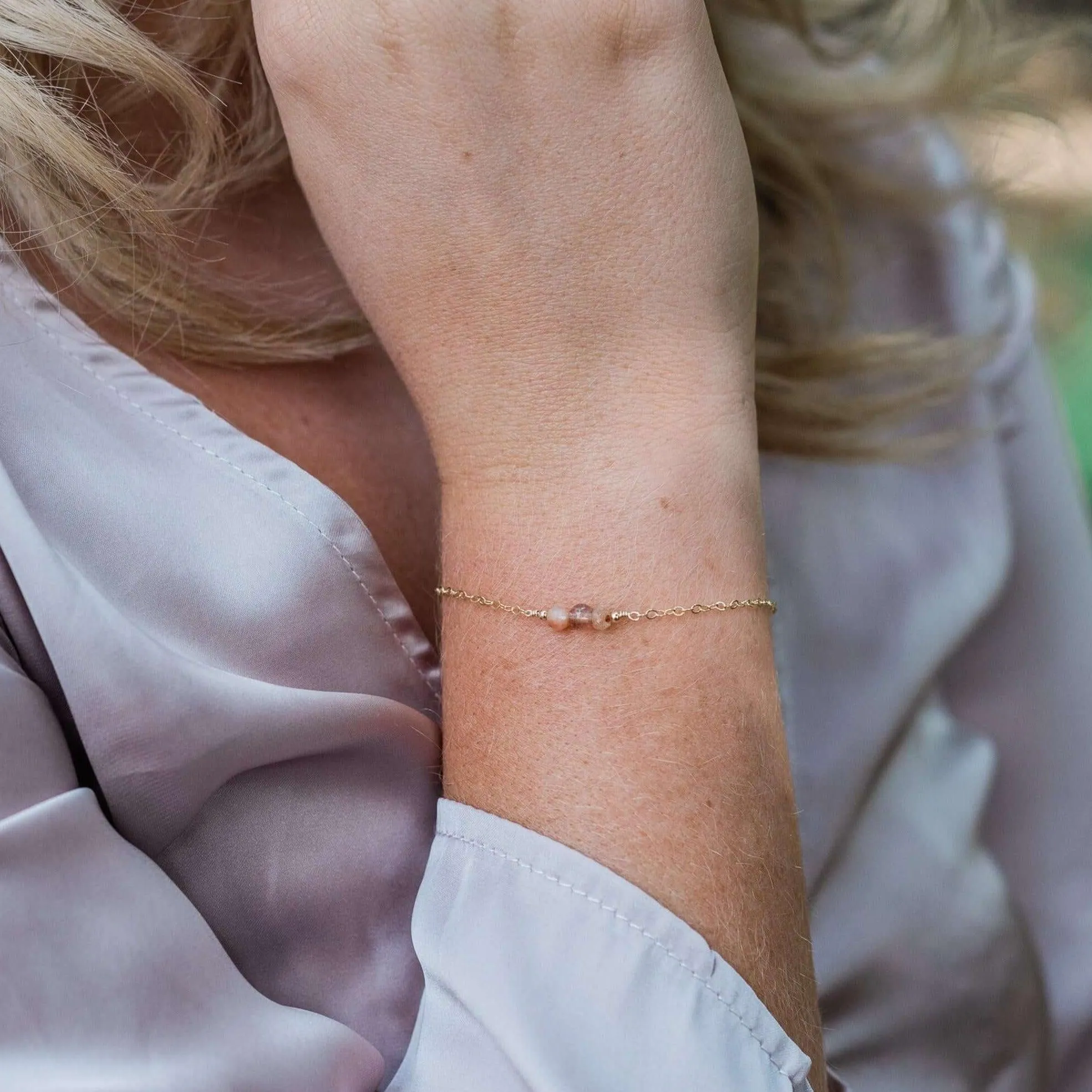 Dainty Sunstone Gemstone Bracelet