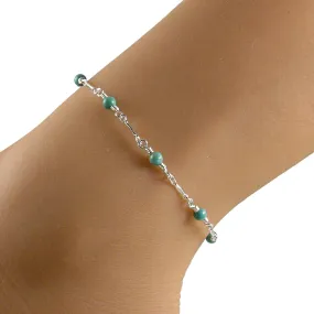 Dainty Turquoise Sterling Silver Anklet