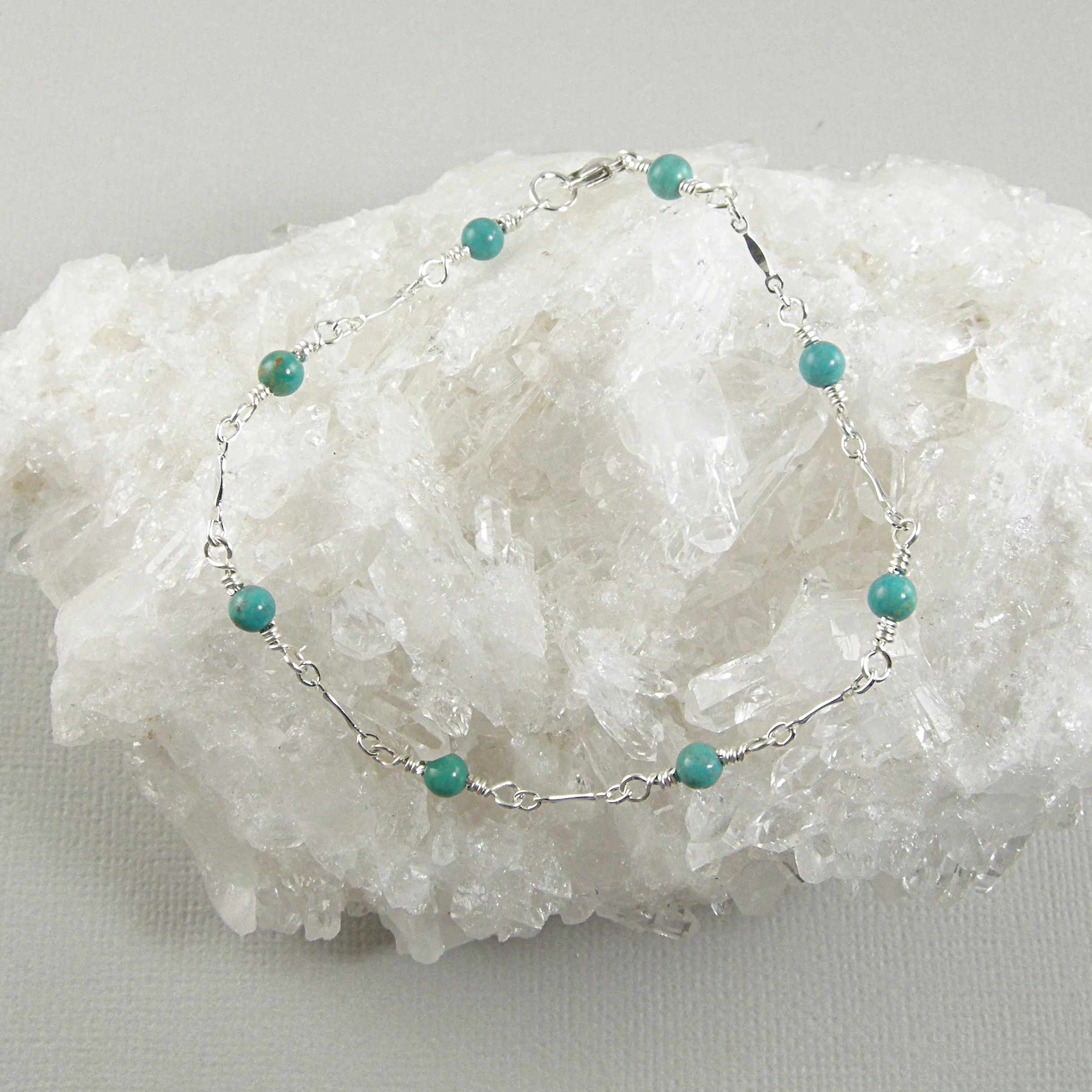Dainty Turquoise Sterling Silver Anklet