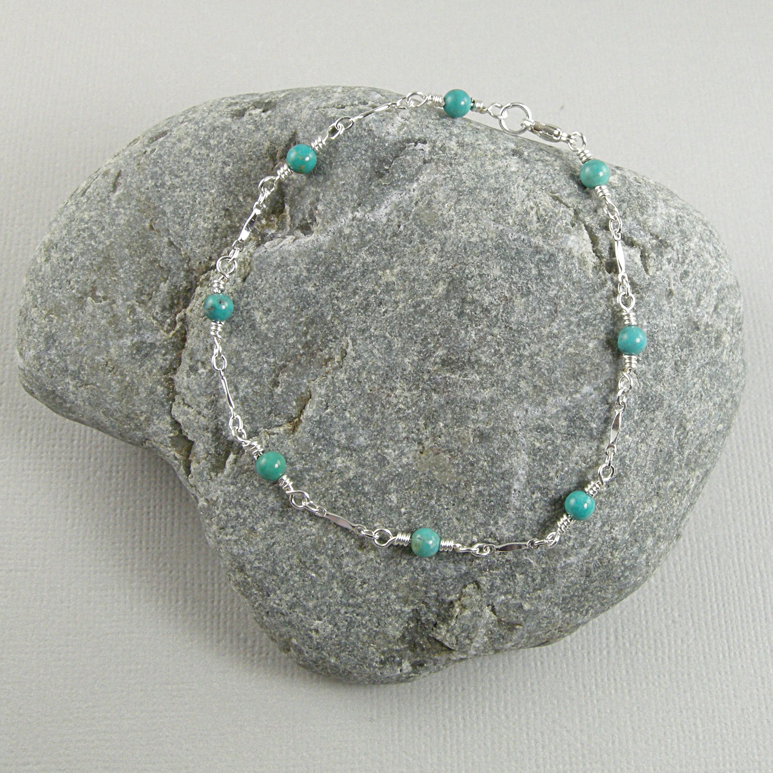 Dainty Turquoise Sterling Silver Anklet