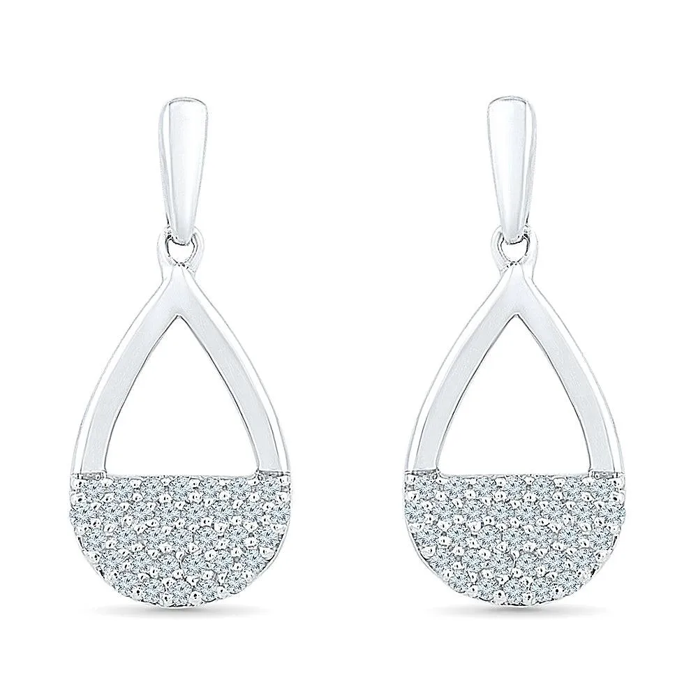 Dangling Diamond Cluster Earrings