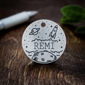 Deeply Engraved Dog Tags - Space Design