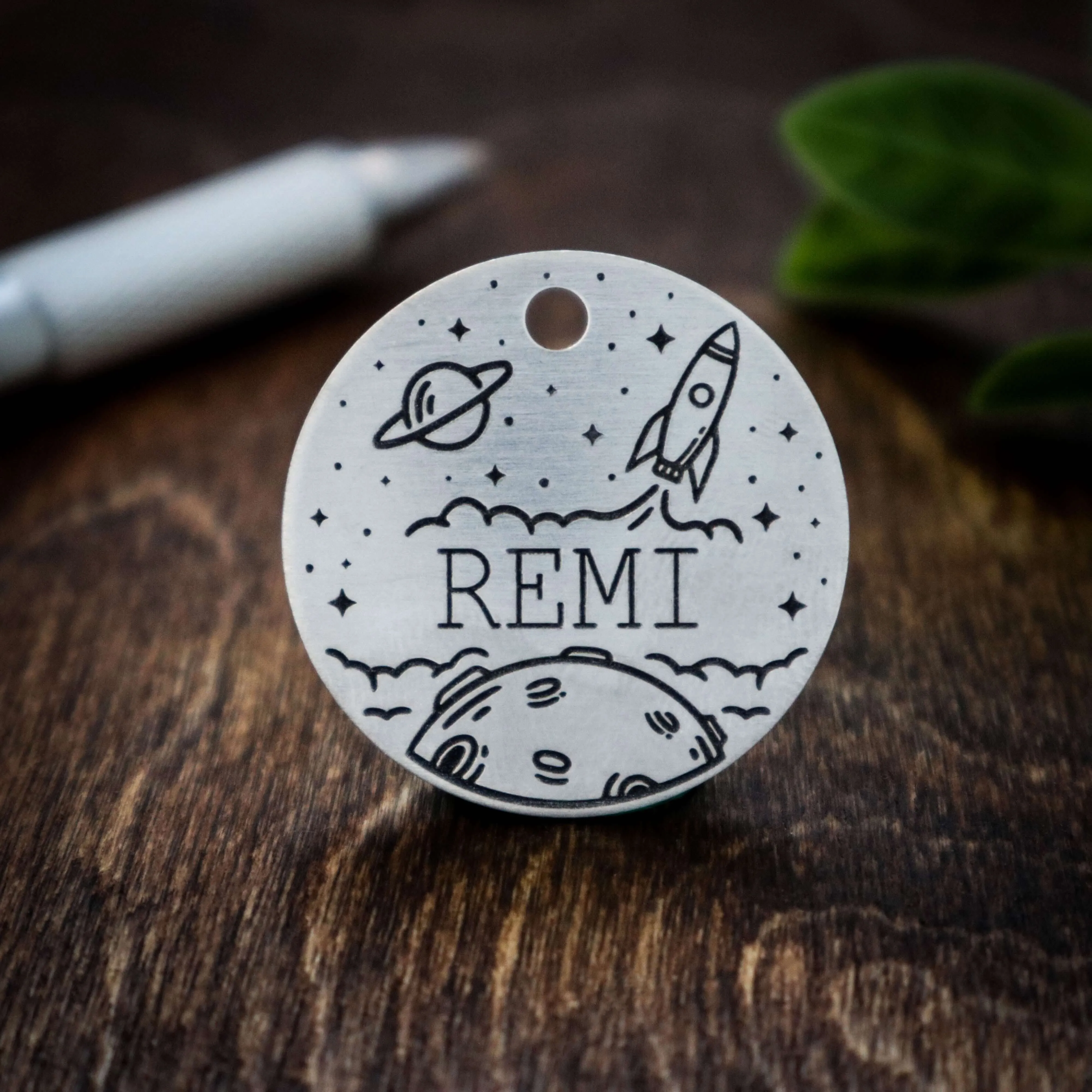 Deeply Engraved Dog Tags - Space Design