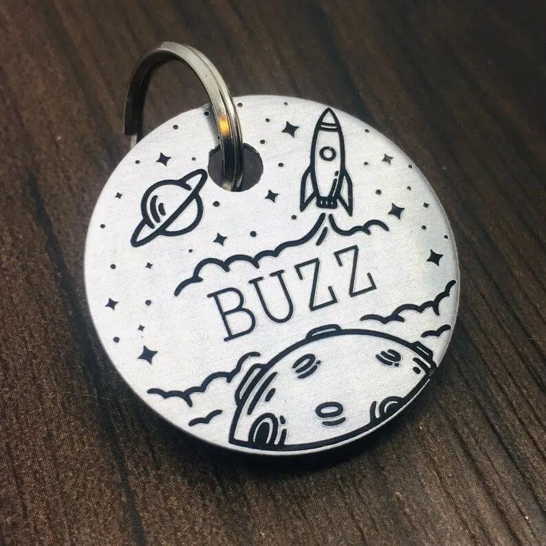 Deeply Engraved Dog Tags - Space Design