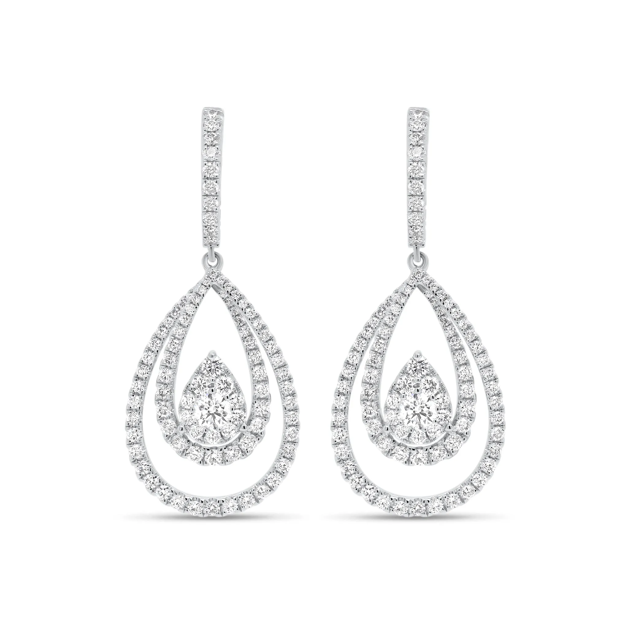 Diamond Layered Teardrop Dangle Earrings