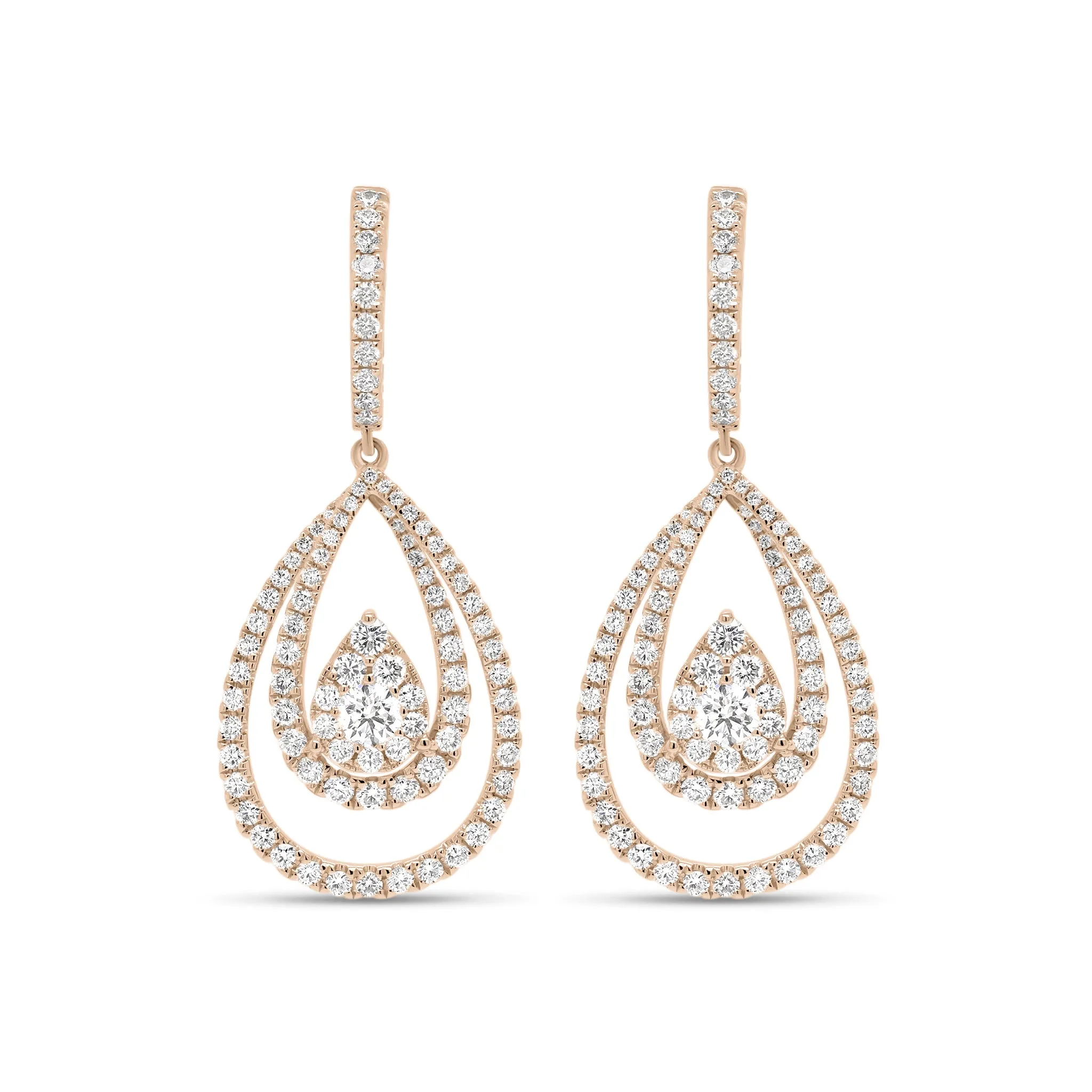 Diamond Layered Teardrop Dangle Earrings