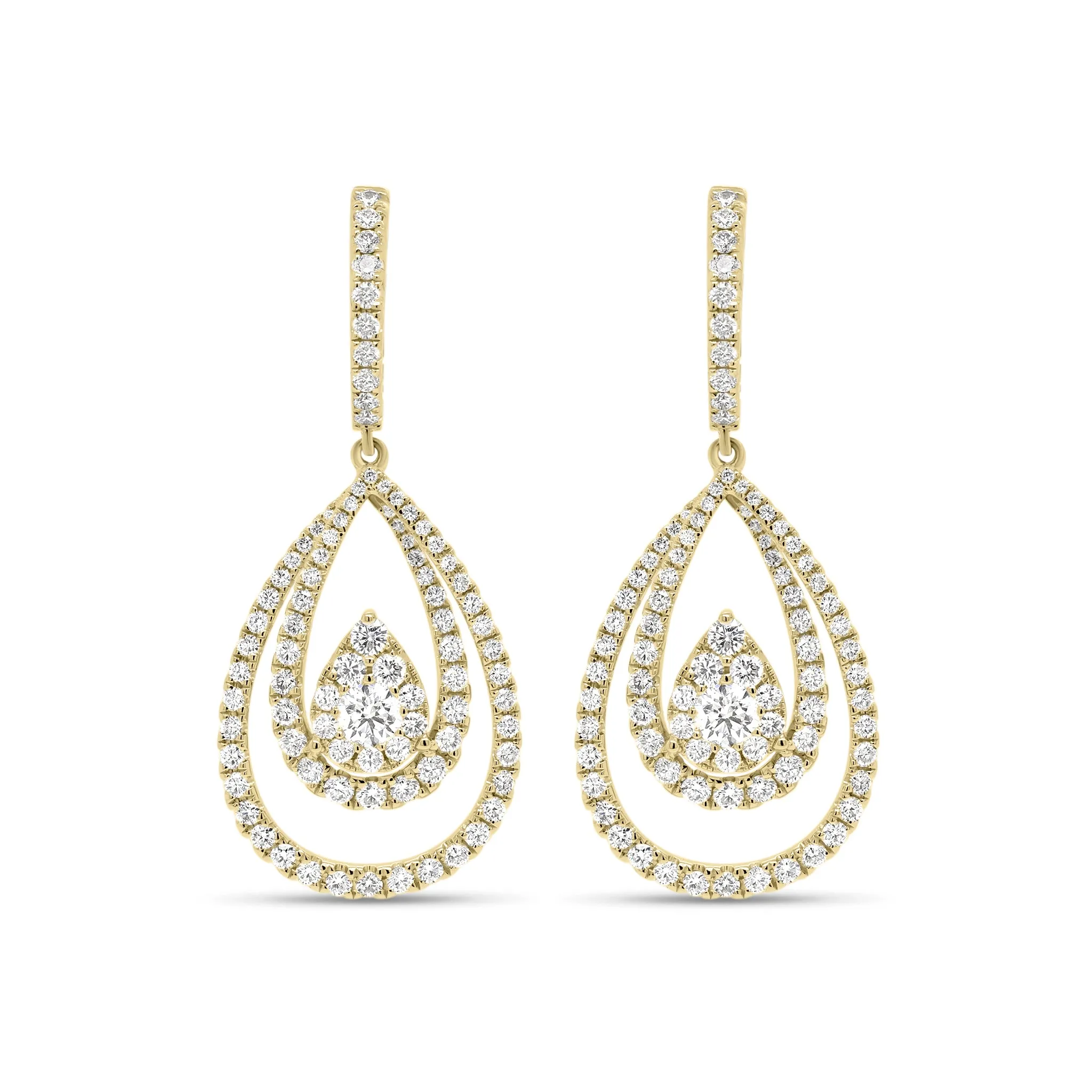 Diamond Layered Teardrop Dangle Earrings