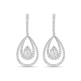 Diamond Layered Teardrop Dangle Earrings