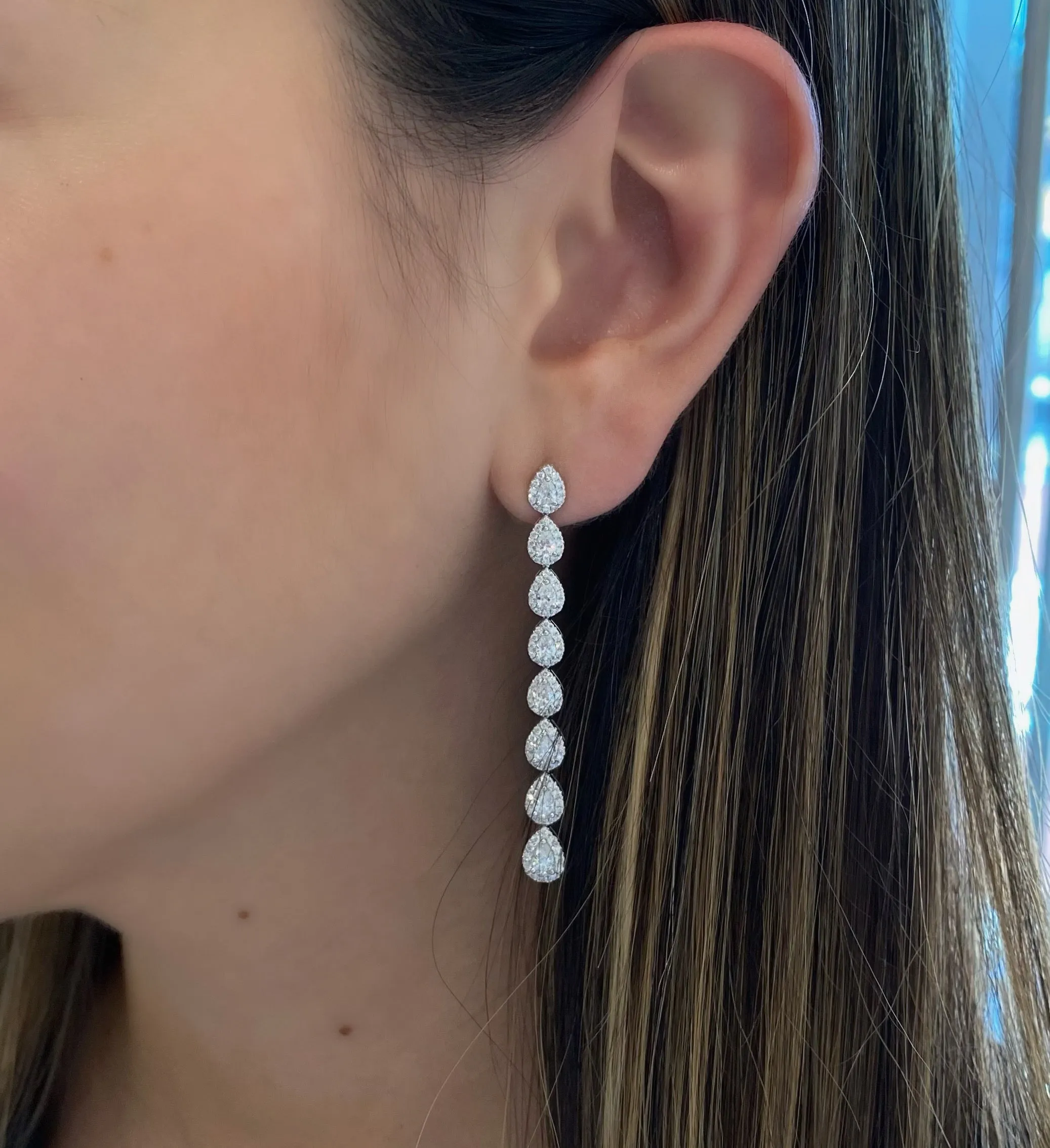 Diamond Teardrop Long Dangle Earrings