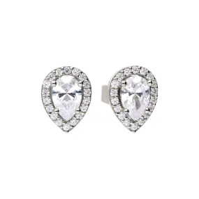 Diamonfire Tear Drop Halo Stud Earrings