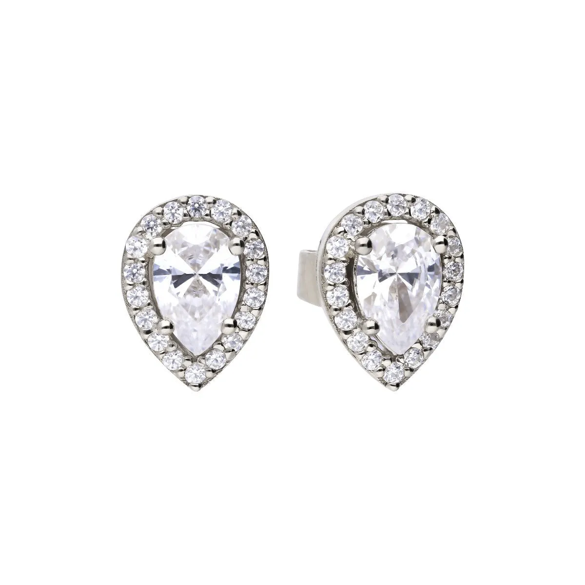 Diamonfire Tear Drop Halo Stud Earrings