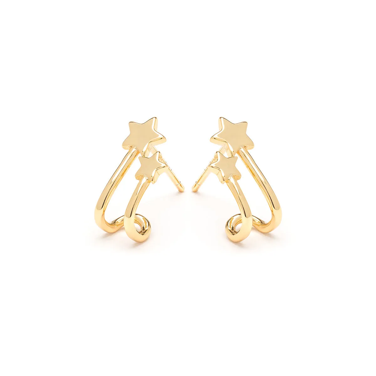 Double Star Huggie Hoops