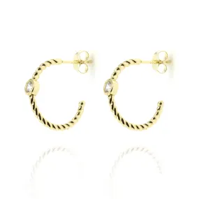EF-11/G - Single Half Hoop Earrings with CZ
