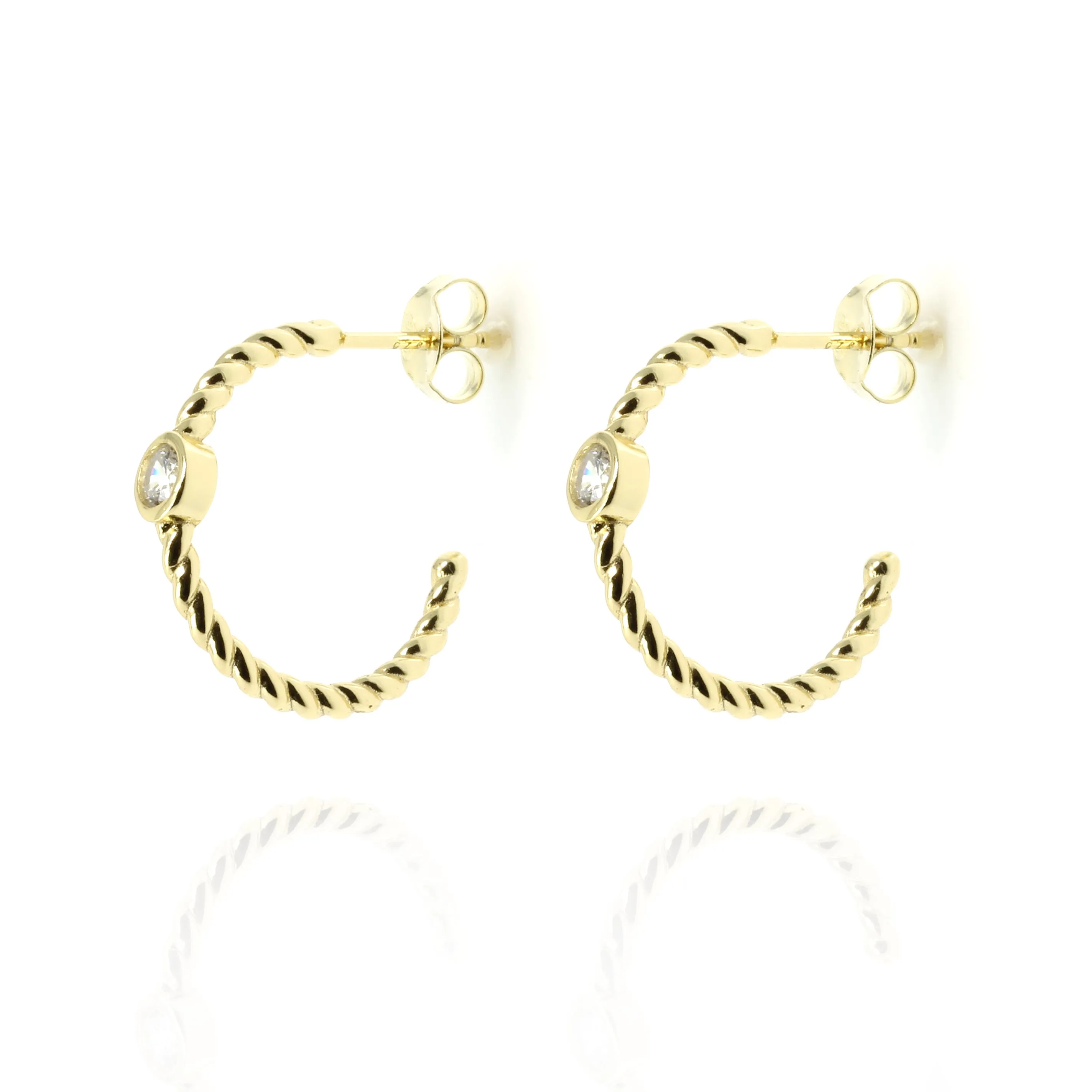 EF-11/G - Single Half Hoop Earrings with CZ