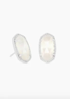 Ellie Rhodium Earrings - Ivory Mother of Pearl