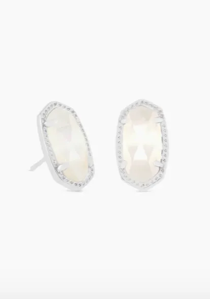 Ellie Rhodium Earrings - Ivory Mother of Pearl