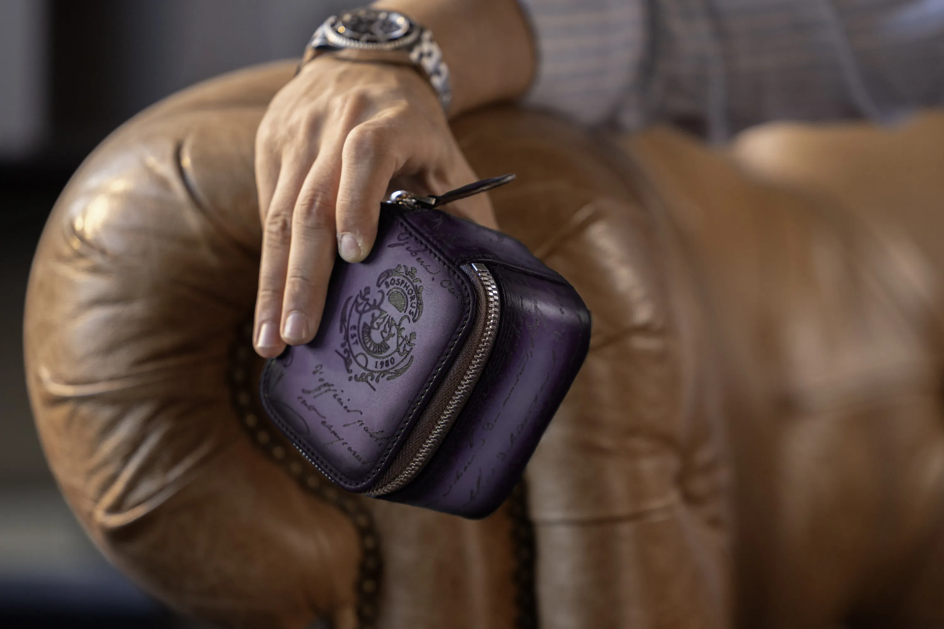 Ephesus Watch Case - Parchment Patina Purple For 1 Watch