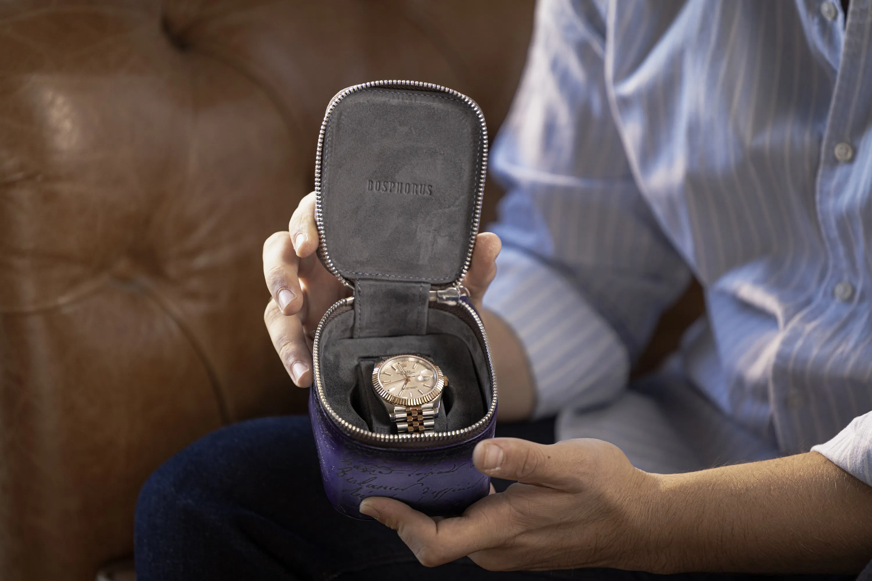 Ephesus Watch Case - Parchment Patina Purple For 1 Watch