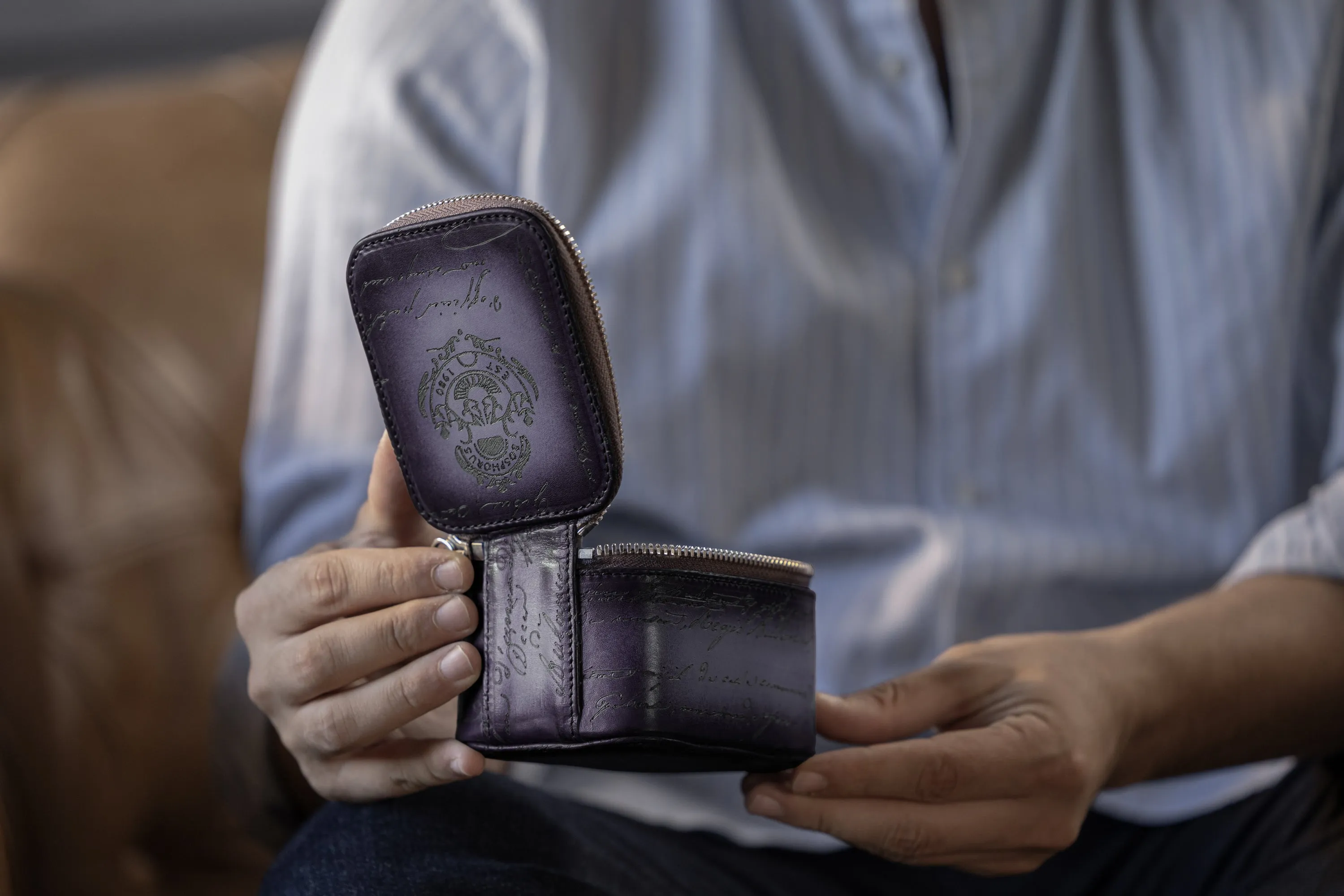 Ephesus Watch Case - Parchment Patina Purple For 1 Watch