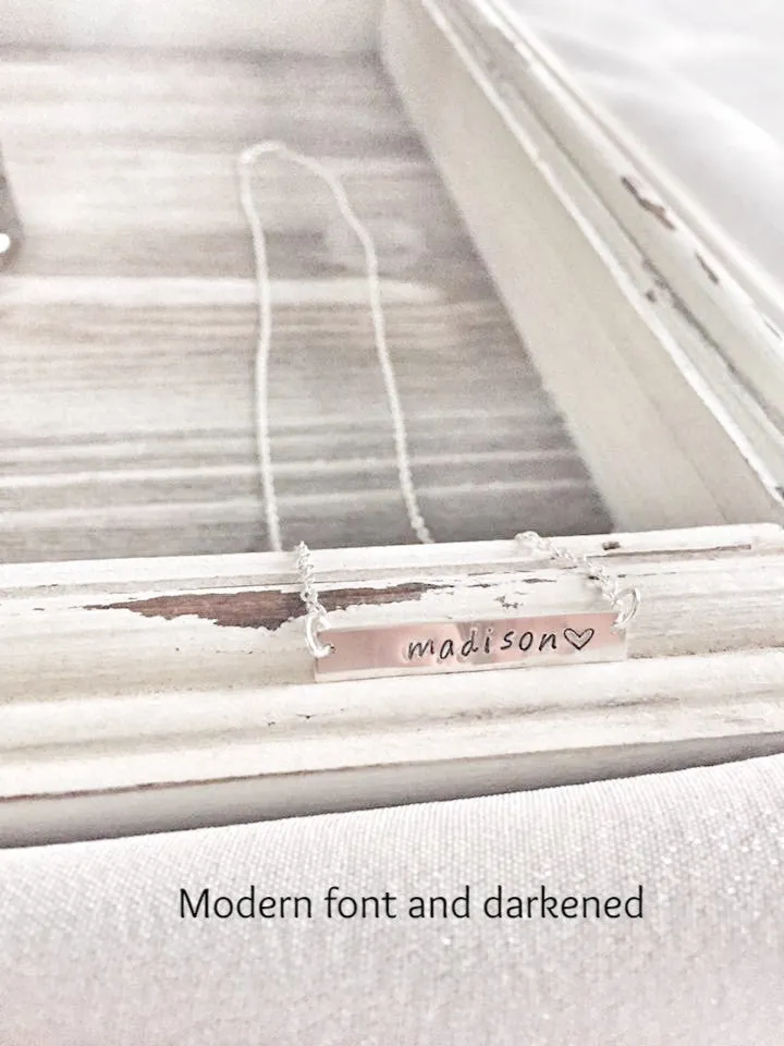 Everyday Bar Necklace - Hand Stamped - Precious Metals