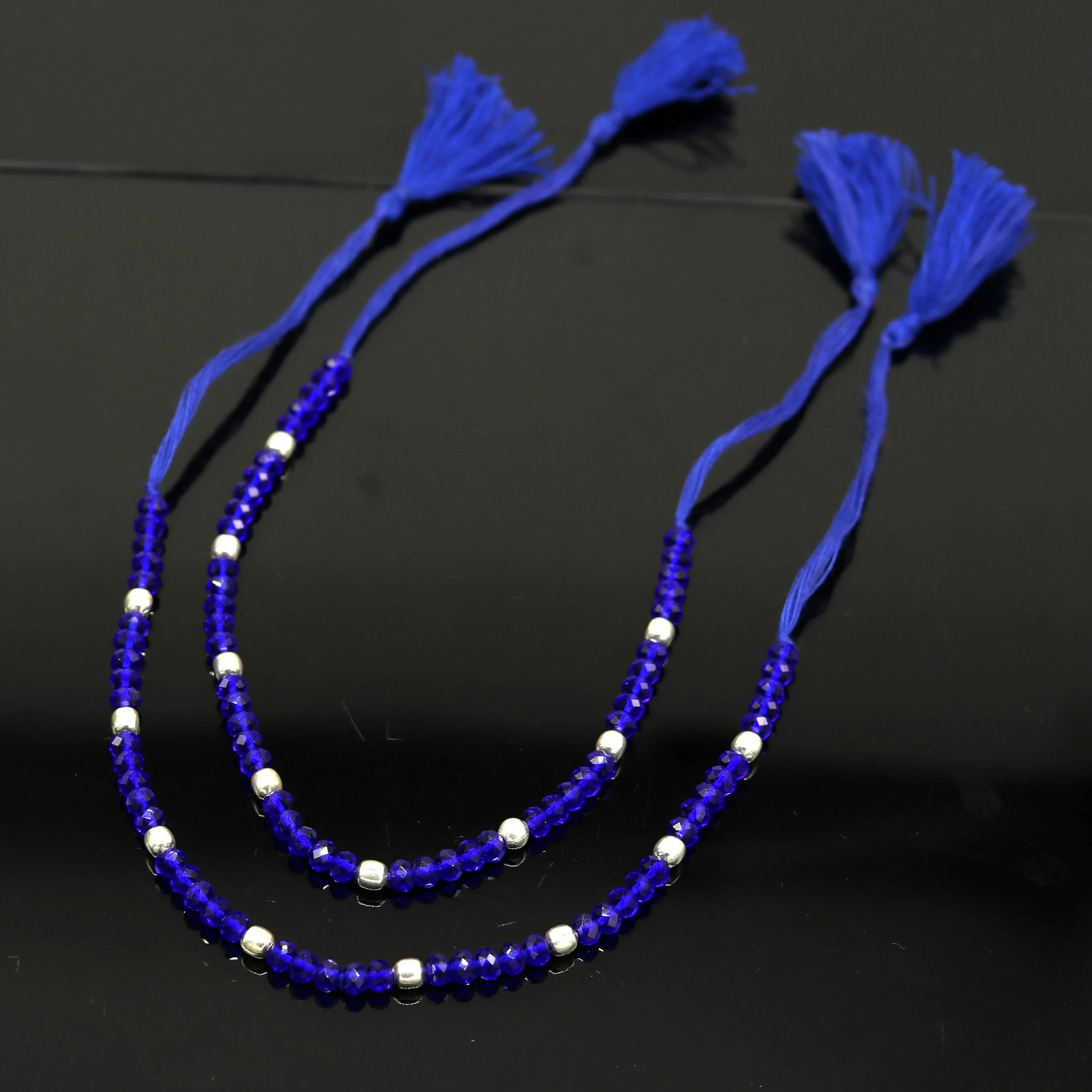 Exclusive threads anklets semi precious blue stone and 925 silver beads, custom made ankle bracelet, pretty modern beaded jewelry ank250