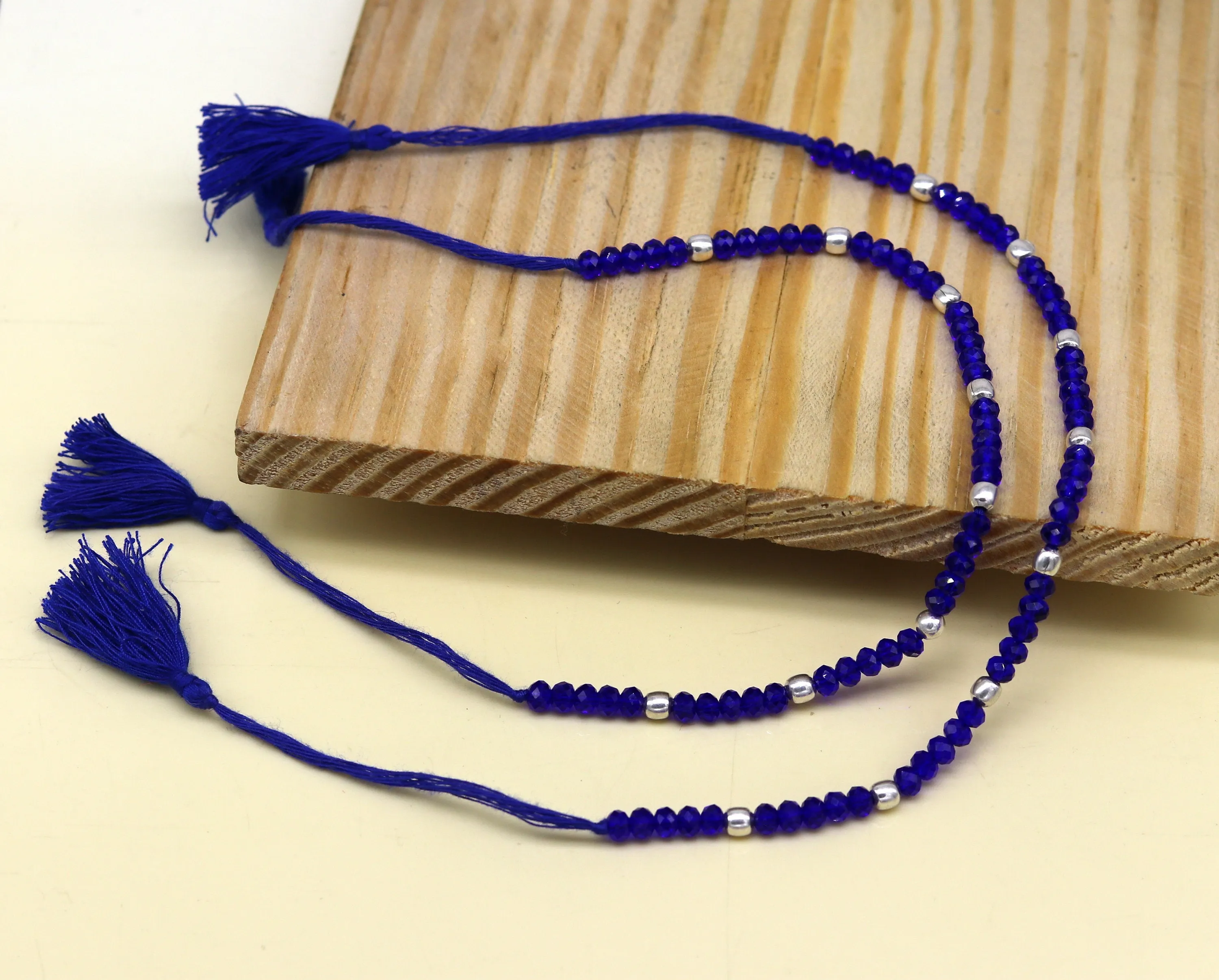 Exclusive threads anklets semi precious blue stone and 925 silver beads, custom made ankle bracelet, pretty modern beaded jewelry ank250