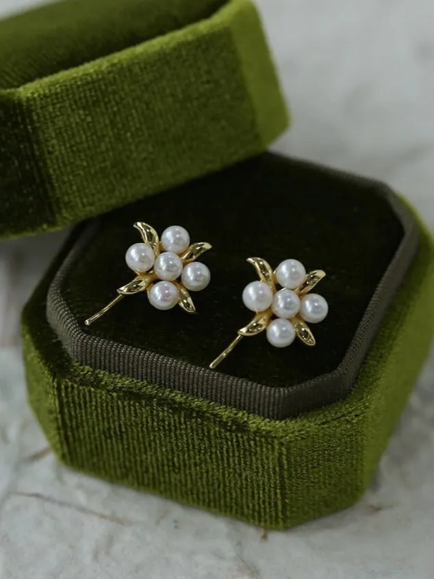 Fashion Flower Pearl Earrings