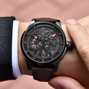 Fashion Luxury Leather Tourbillon Watch - Automatic Mechanical Men Wristwatch