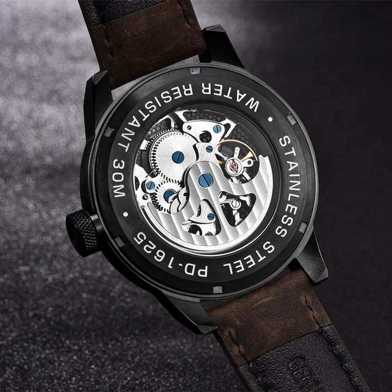 Fashion Luxury Leather Tourbillon Watch - Automatic Mechanical Men Wristwatch