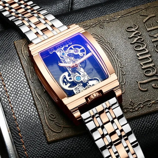 Fashion Mens Tourbillon Watch Luxury Waterproof Advance Sports Skeleton Automatic Mechanical Men Watches Wristwatch Men Clock