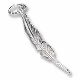 Feather Pen Charm In 14K White Gold