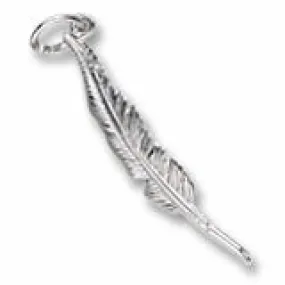 Feather Pen Charm In 14K White Gold