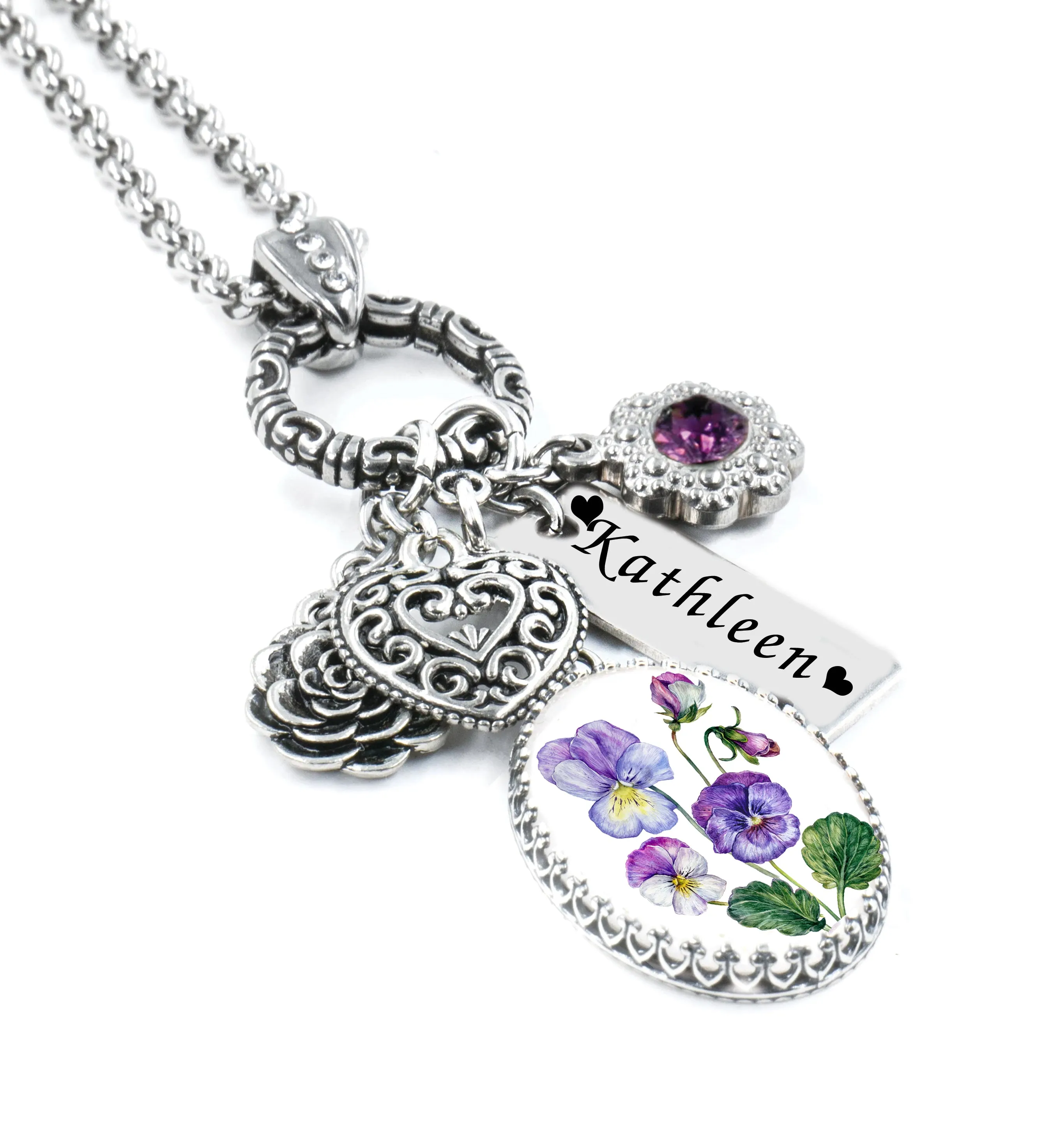 February Birthday Flower Necklace
