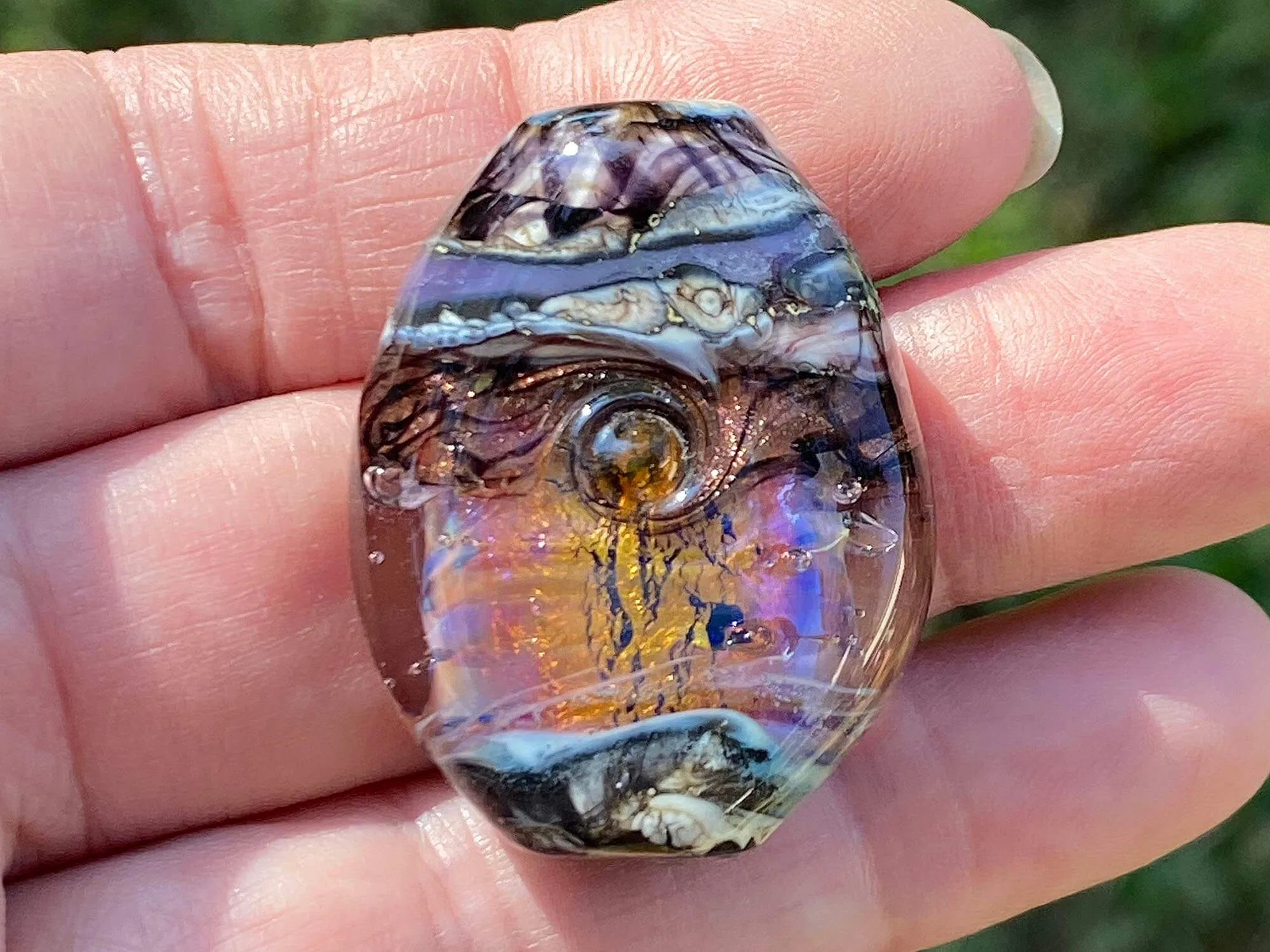 Fire Opal Organic Lampwork Focal Bead SRA