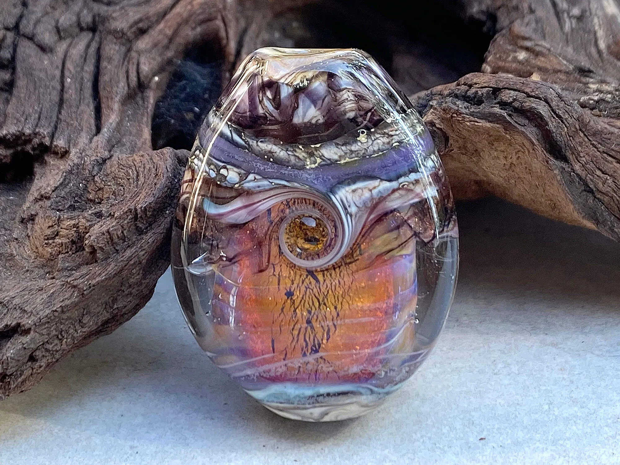 Fire Opal Organic Lampwork Focal Bead SRA