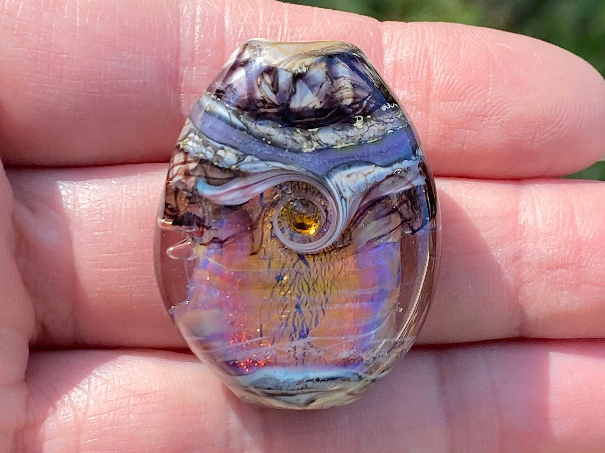 Fire Opal Organic Lampwork Focal Bead SRA