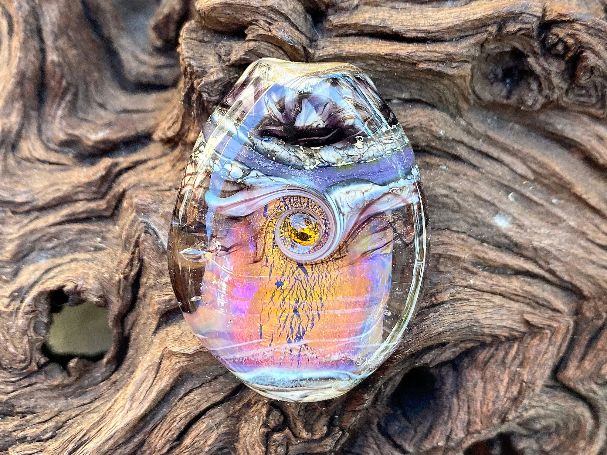 Fire Opal Organic Lampwork Focal Bead SRA