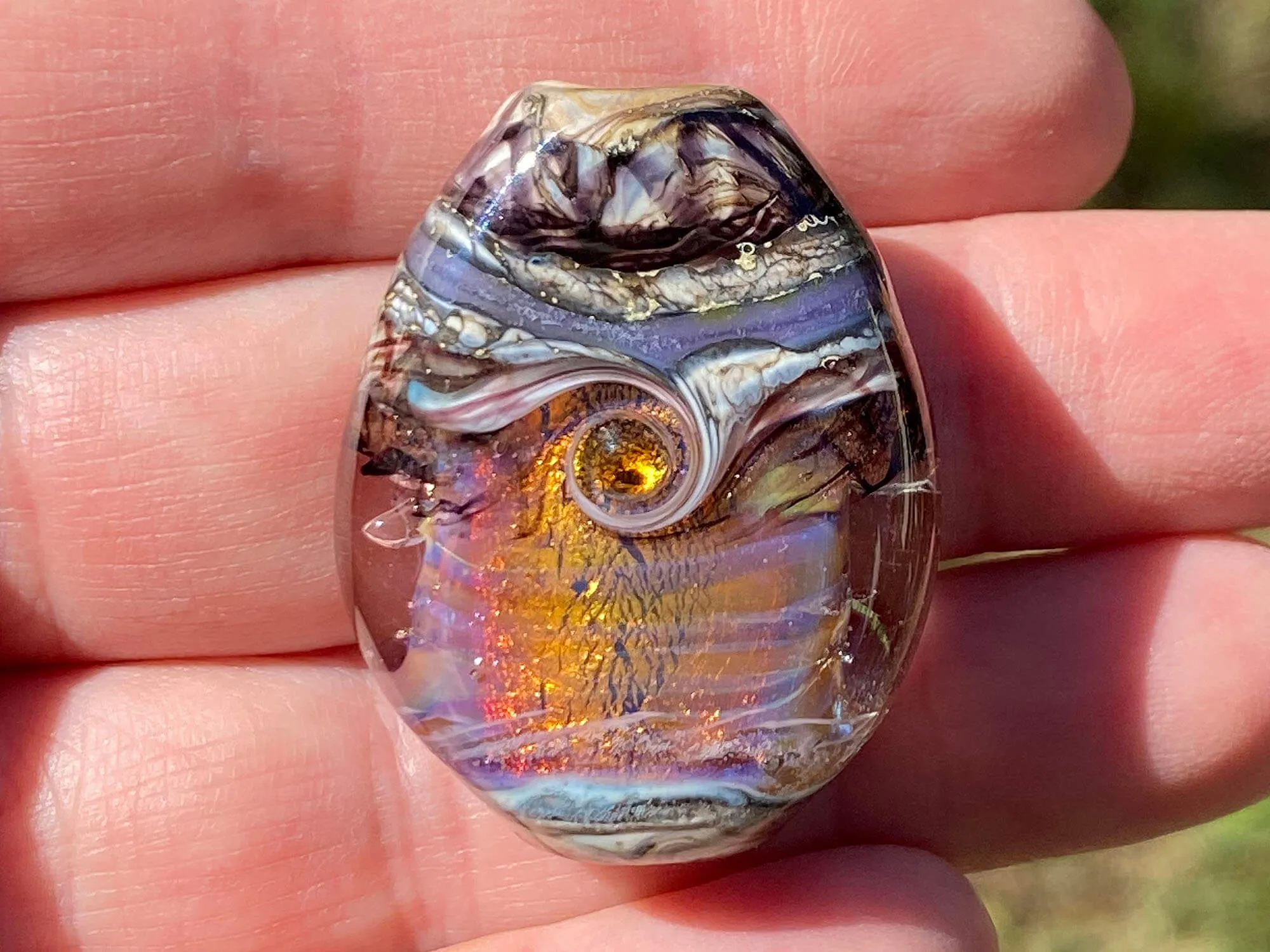 Fire Opal Organic Lampwork Focal Bead SRA