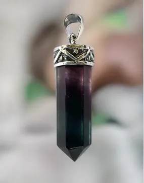 Fluorite Pendant Set In Sterling Silver