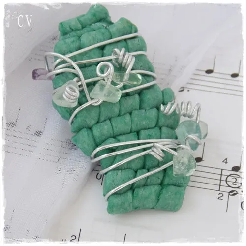 Fluorite Polymer Clay Brooch