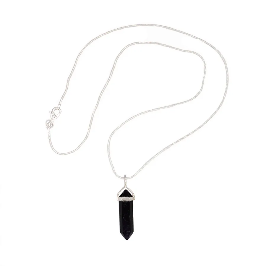 Fluorite (purple) Hexigonal Point Necklace on a 22" Steling Silver Chain or black cord