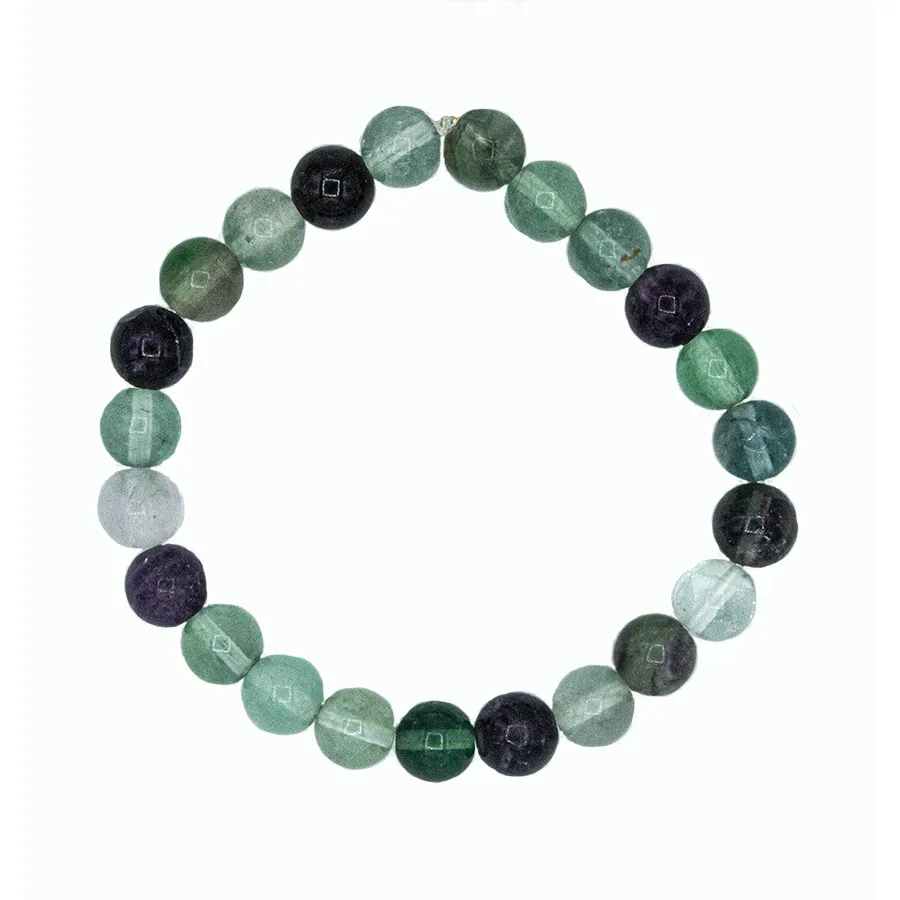 Fluorite Solid Bead Stretch Bracelet