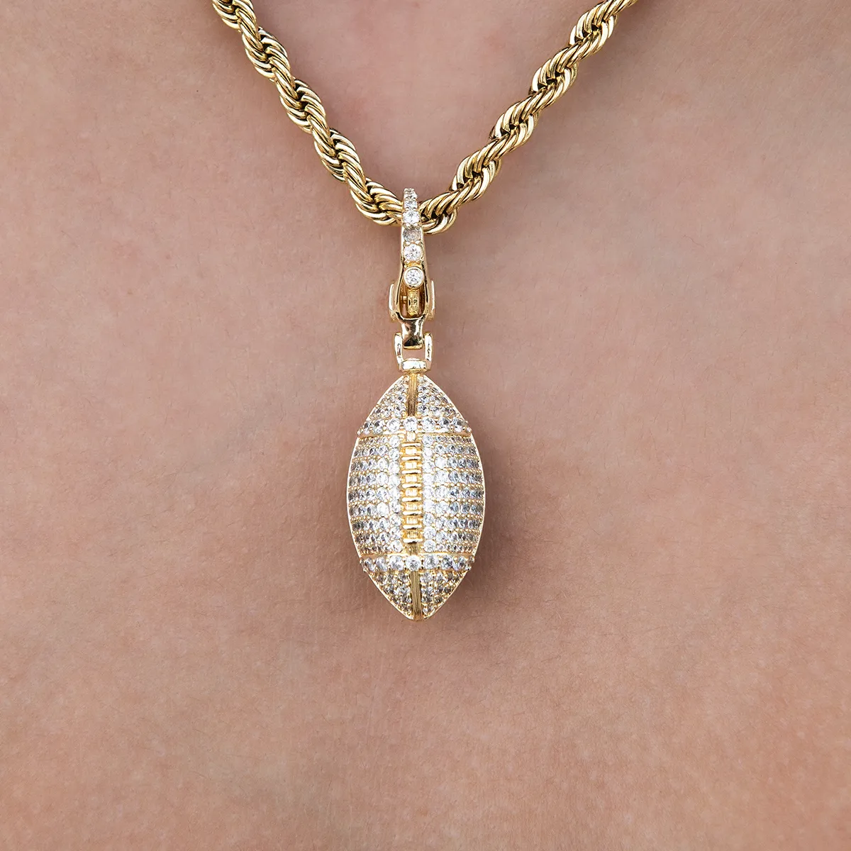 Football Clip On Pendant in Yellow Gold